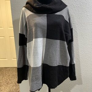 Calvin Klein Black and Gray Cowl Neck Sweater